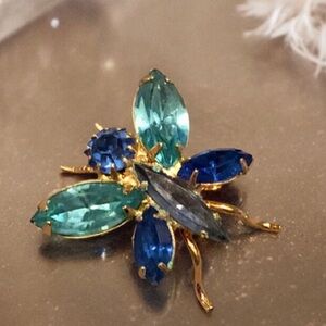 Vintage Shades of Blue Butterfly Moth Bee Insect Pin Brooch
